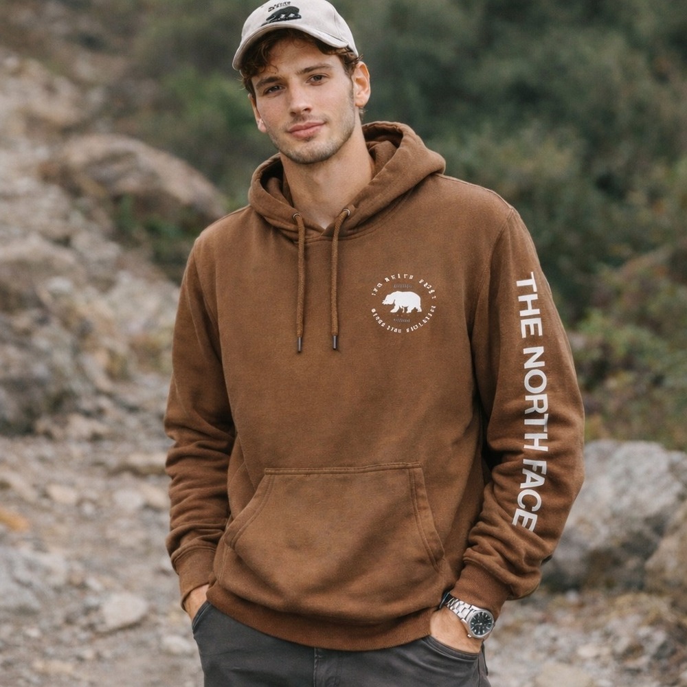 The North Face Hoodie Mens‎ Pullover Outdoor Hiking Hunting Gorpcore Brown Small